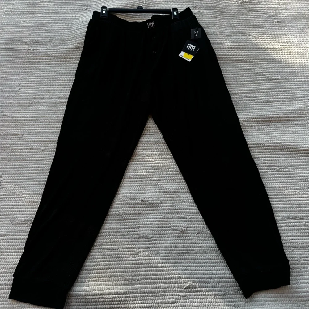 FRYE Bamboo Blend Jogger Pants – Black Ribbed Lounge XL